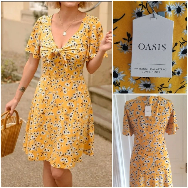 Oasis daisy haze twist shop neck dress