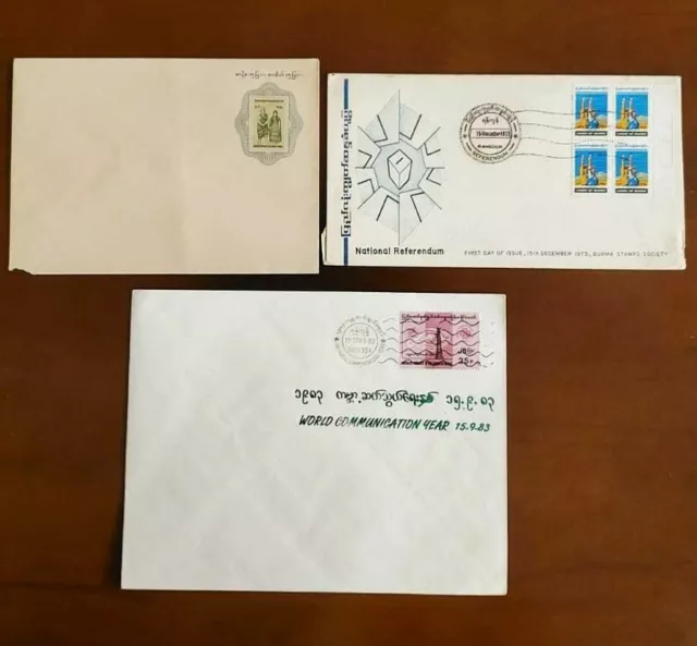 3 Burma Covers / Fdc Covers 1983/1973