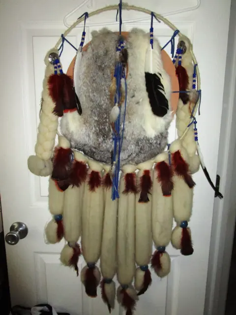 Large Genuine Native American Wool Dream Catcher Vintage Mandala
