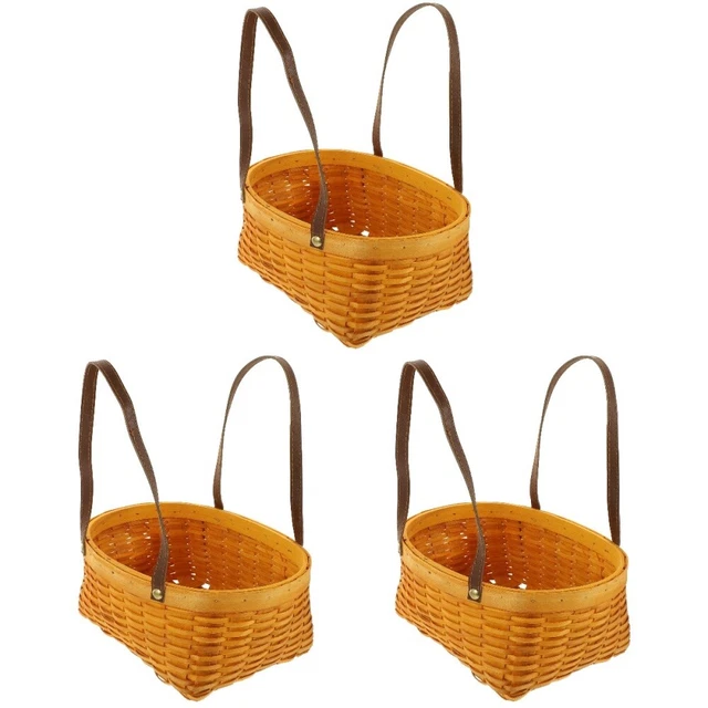 3x cestino portatile per snack con manico cesto da picnic per archiviazione picnic a casa