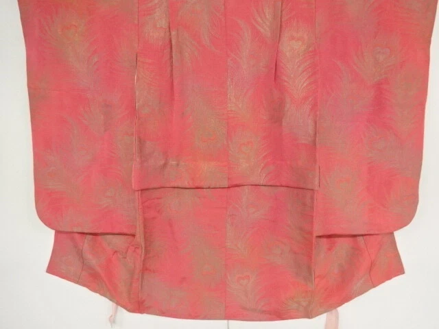 96438# Japanese Kimono / Antique Kimono For Girls / Woven Peacock