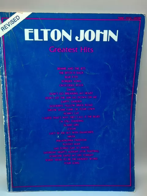 ELTON JOHN - Greatest Hits Revised Songbook für Gitarre mit Akkord Symbolen Rare