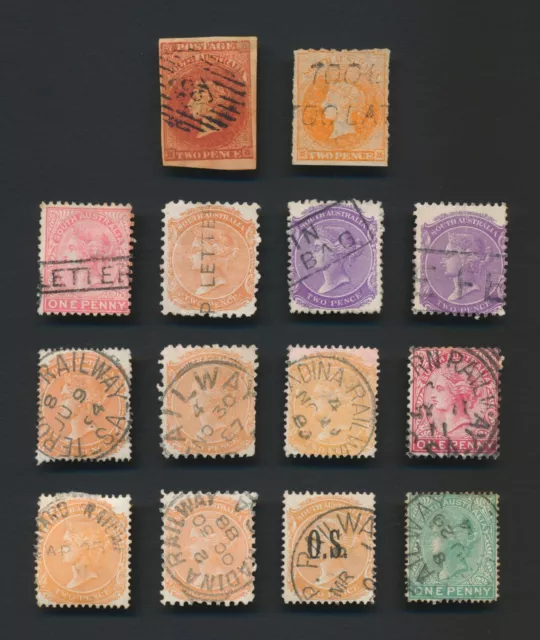 SOUTH AUSTRALIA STAMPS 1855-1901 QV FROM Sc 6 INTERESTING PMKS RAILWAY SHIPS ETC