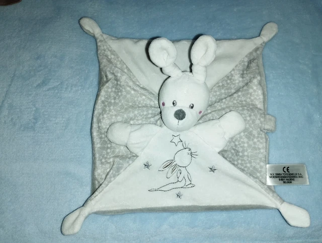 Doudou Plat Lapin Blanc/Gris Simba Toys Kiabi Nicotoy