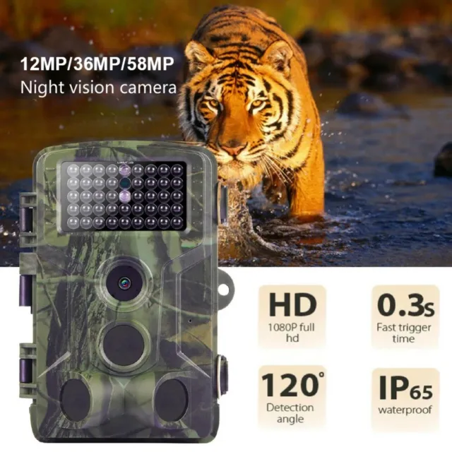 58MP Wildlife Trail Camera HD 1080P Hunting Game Outdoor Night Vision Motion Cam