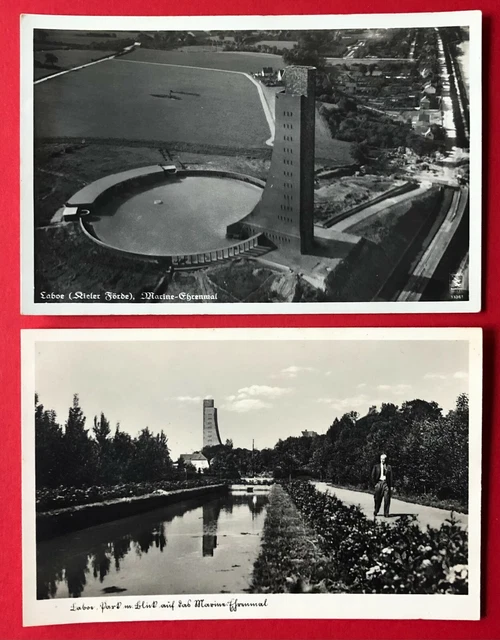 2 x Foto AK LABOE bei Kiel um 1939 Luftbild Fliegeraufnahme Ehrenmal   ( 99441