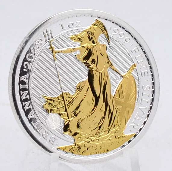 Great Britain 2023 Britannia 1 oz Silver Gilded in Capsule