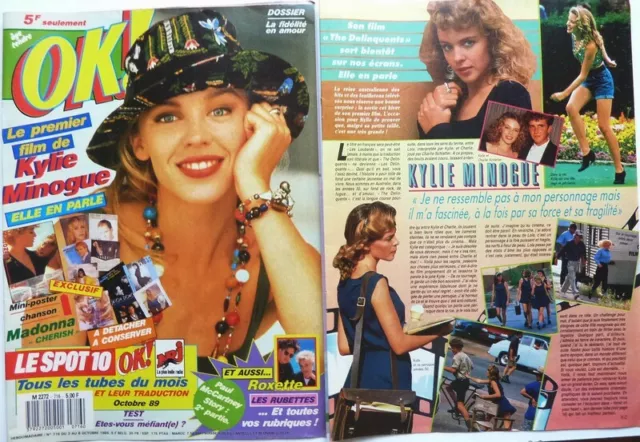 KYLIE MINOGUE => 2 pages 1989 FRENCH CLIPPING / COUPURE DE PRESSE