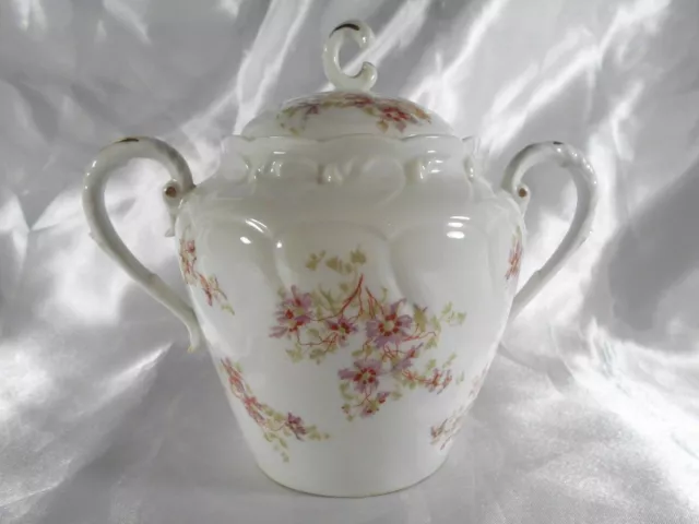 ( 02 ) Magnifique Sucrier Décor Floral En Porcelaine De Limoges