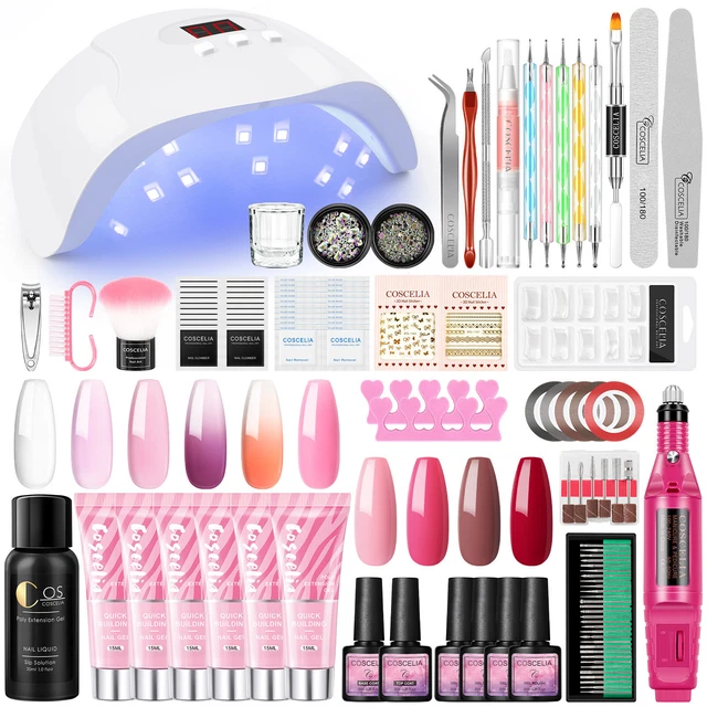 Poly Gel Nail Kit with Nail Lamp Color Gel Polishes Nail Drill Machine Nail Tool
