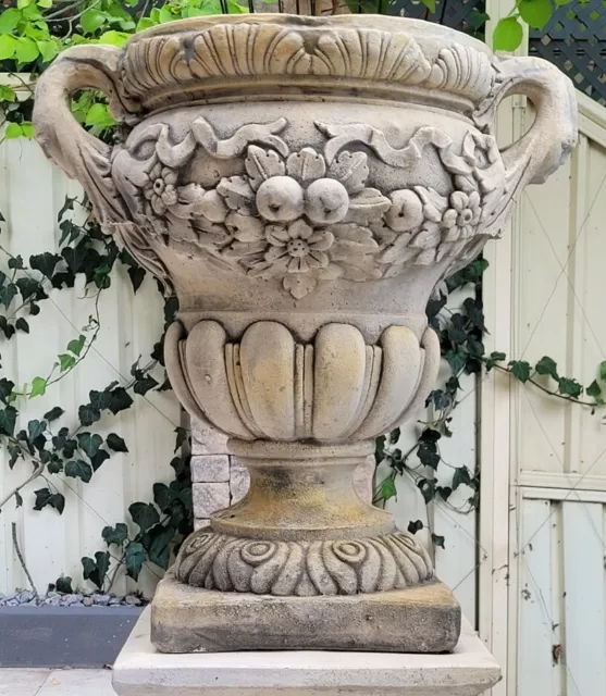 Urn Garden Planter Pot Marble Stone, 7 Colour Options, Ornate, Outdoor Garden