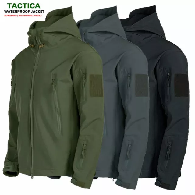 Mens Tactical Jacket Waterproof Military Soft Shell Jacket Work Windbreaker Coat