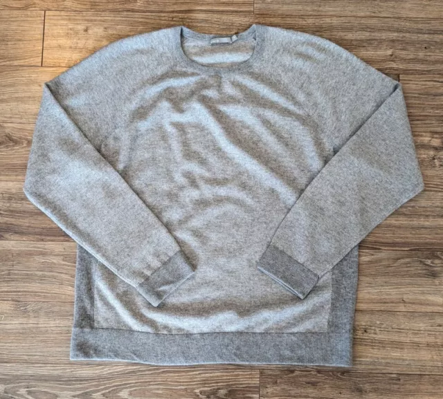 Vince Sweater Mens Cashmere Wool Blend Raglan Gray Birdseye Crewneck - XL EUC
