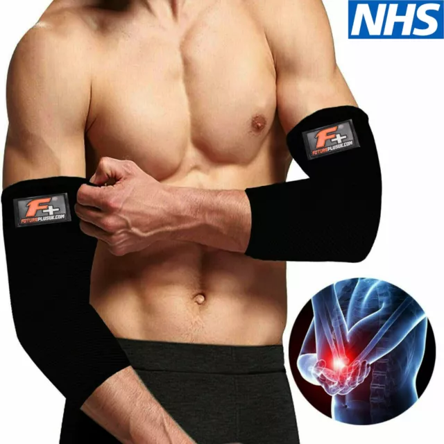 F+ 2 Elbow Support Brace Compression Sleeve Tennis Golfer Gym Arm Arthritis Pain