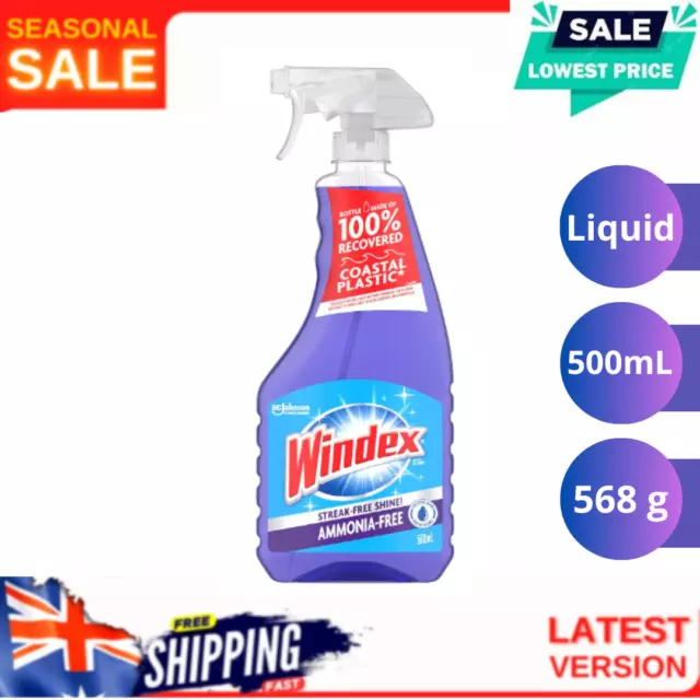 Windex Ammonia Free Glass and Window Cleaner, Crystal Rain, 500 ml FREE DELIVERY