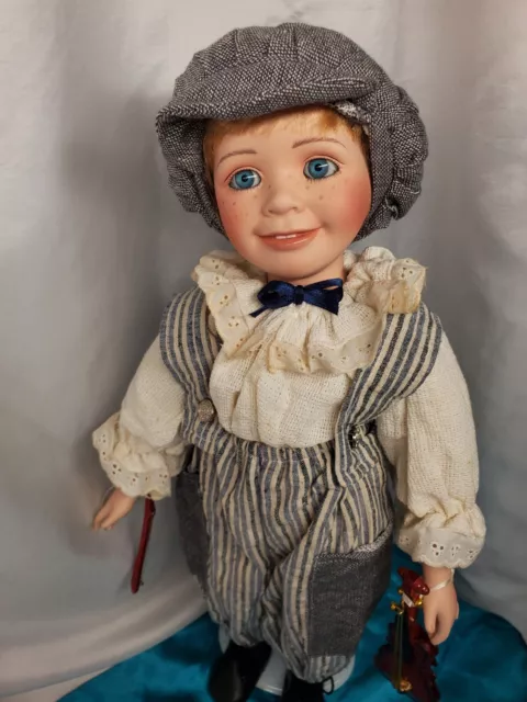 Vintage Bisque Porcelain Boy Doll 18" tall little fiddler Victorian lad