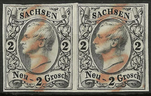 SACHSEN 1855 ~ 2x Revisionsdruck der MiNr. 10 zu 2 Neugroschen