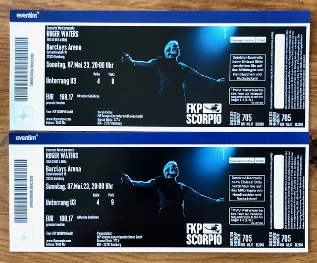 2 Tickets Roger Waters 7.Mai 2023 Hamburg Barclays Arena