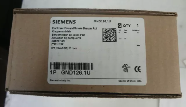 SIEMENS GND126.1U Electronic Fire and Smoke Damper