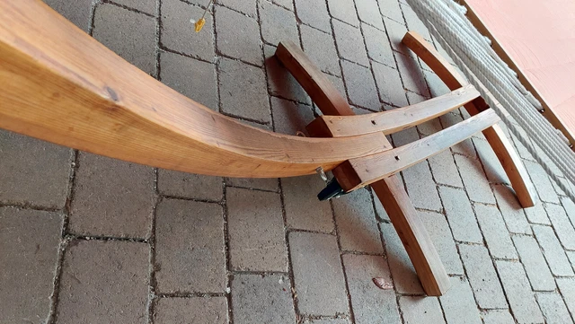 Hängematte mit Holz Gestell 4 Räder Liege Gartenliege 8