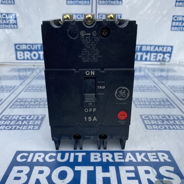 GE TEY315 15 Amp 480/277V 3 Pole Bolt On Circuit Breaker-Warranty(Ship Same Day)