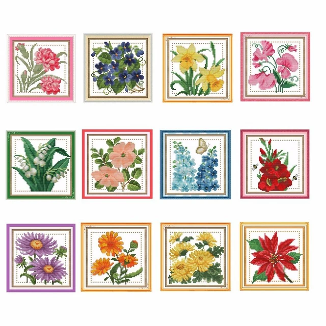 Kit de flores de punto de cruz lienzos accesorios bordados artesanías decoraciones lona hágalo usted mismo