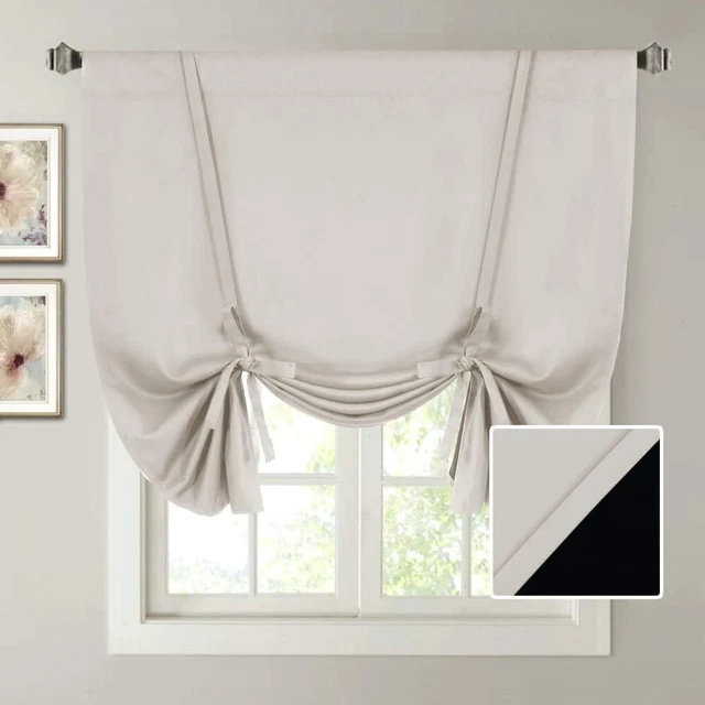H.VERSAILTEX 100% Blackout Tie Up Curtains for Bedroom Thermal Insulated Curtain
