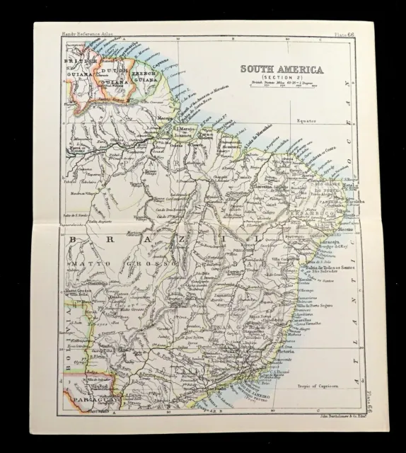Map Of Brazil Südamerika Matto Grosso Bahia Rio De Janeiro Antik 1890