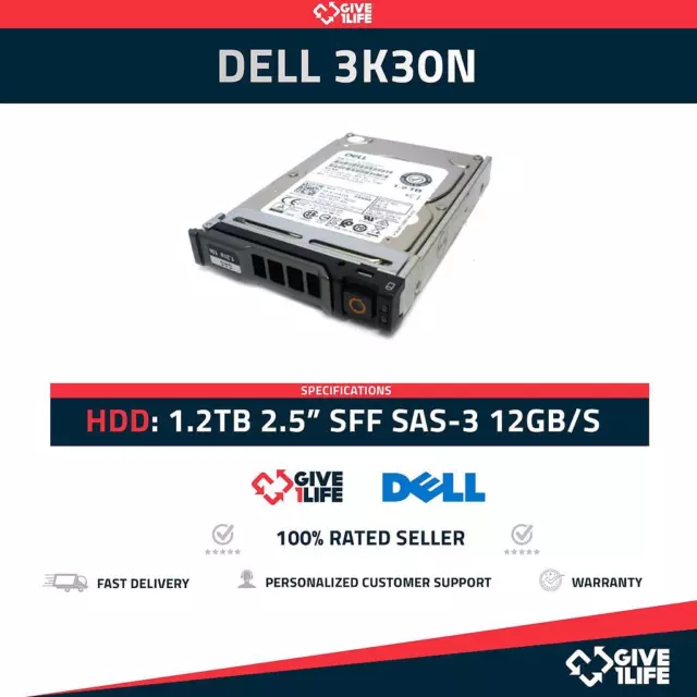 DELL 3K30N 1.2TB HDD 2,5" SAS-3 12GB/S 10K + Caddy 8FKXC