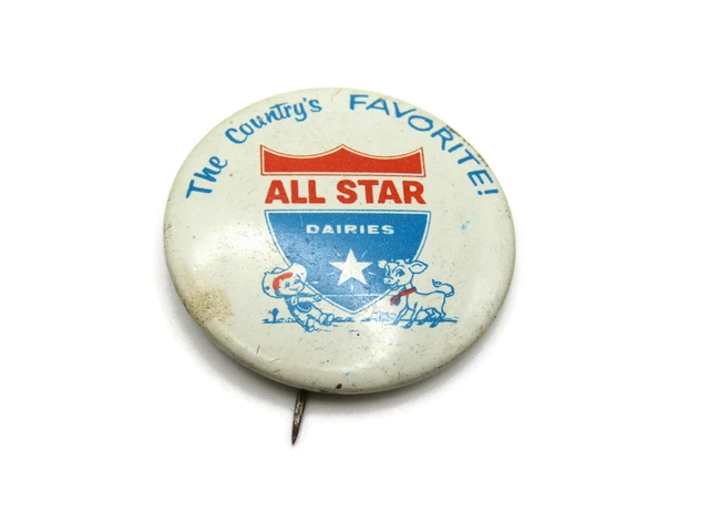 All Star Dairies Pin The Country's Favorite! Vintage White Red & Blue