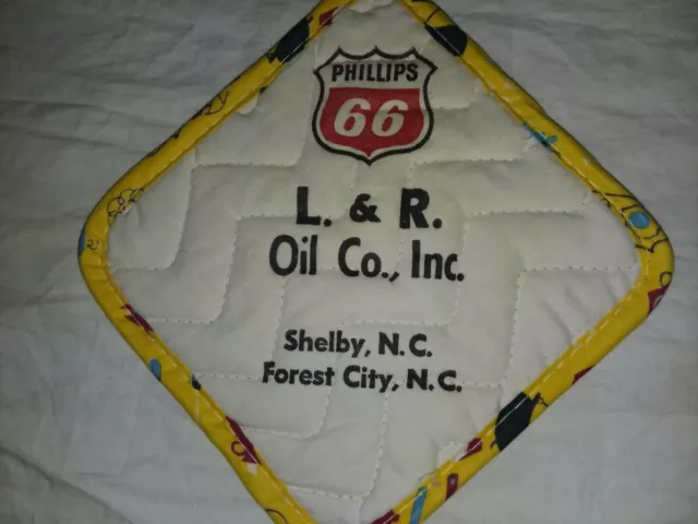 NN-097 NC, Shelby Phillips 66 L&R Oil Co Advertising pot Holder Vintage Yellow