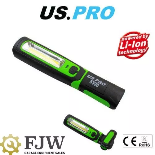 US Pro COB Inspection Work Light Lamp & LED Torch Super Bright Rechargeable