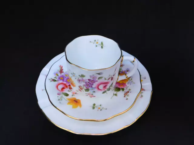 Vintage Derby Posies China Trio Espresso Cup Saucer Plate Royal Crown Derby 3