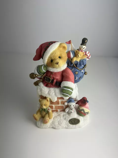 Cherished Teddies Santa Kris Christmas Up on the Rooftop Retired 1997 Figurine