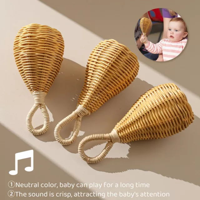 Baby Rattan Rattle Educational Handbell Knitting Handmade Toy Kids 3