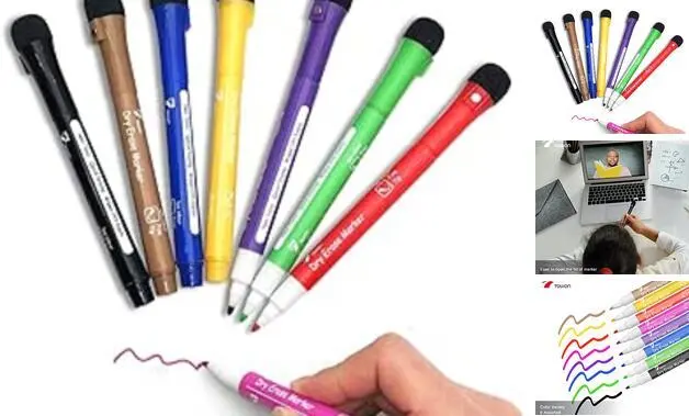 Wet Erase Markers, Ezzgol 12 Colors Bullet Tip Wine Glass Markers, Overhead Transparency Smudge-Free Markers for Dry Erase Whiteboards Schedule