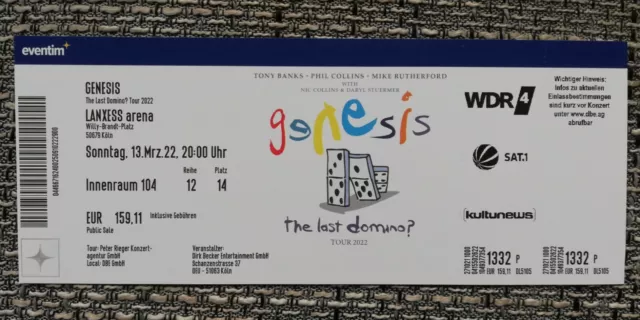 Genesis - the last domino? Tour - Köln 13.3.2022 Sammlerticket