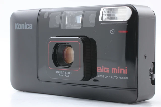 [Exc+5] LCD Works! Konica Big Mini A4 black Point & Shoot 35mm From JAPAN