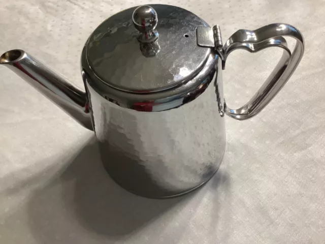 Vintage Olde Hall mid 20th century hammered stainless steel teapot