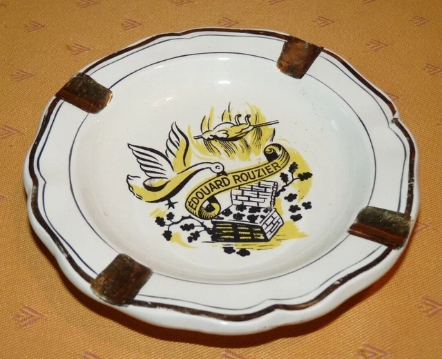 Rare cendrier faïence de Sarreguemines Rôtisserie Périgourdine Edouard Rouzier