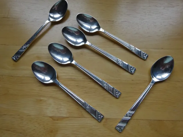 6 Vintage Viners Sheffield Silver Rose  Coffee/Tea  Spoons 12.5cms - VGC