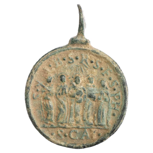 Médaille Religieuse Ancienne IHS – XVIIème XVIIIème Siècle – Laiton – Bélière Inversée