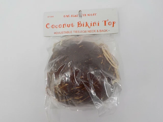 Hawaiian Luau Dark Brown Coconut Bikini Top Adjustable Ties For Neck & Back Nip