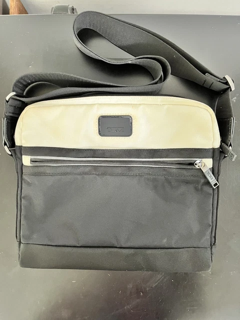 TUMI Alpha Bravo 12” Crossbody Messenger Bag Black & White Canvas Free Ship