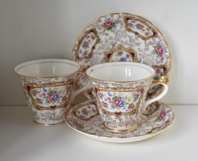 Vintage James Kent 'Pompadour' Cup and Saucer X 2 Longton Made in England (L)