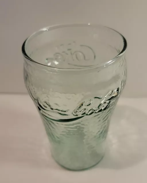 Vintage 4" Tall Small Green Pebbled Coca-Cola "Coke" Glass