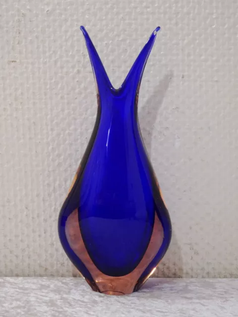 Seguso Murano Vetri D´ Arte Sommerso Vase en Verre Design Poli Vintage um1960