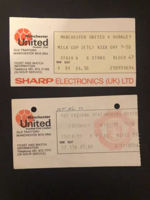 210/Ticket Stub Manchester United V Burnley League Cup Sept. 1984