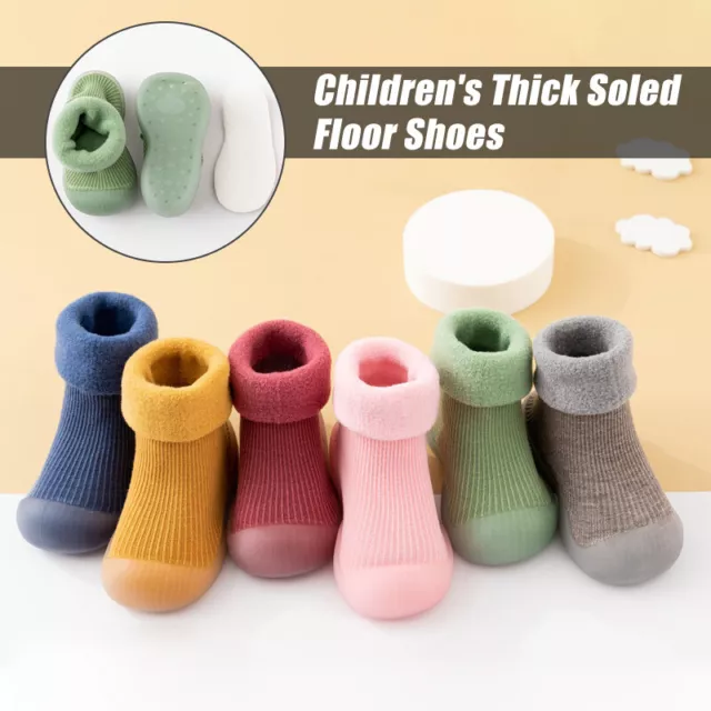 Kids Baby Toddler Warm Fleeced Knitted Antislip Home Floor Shoes Winter Slippers