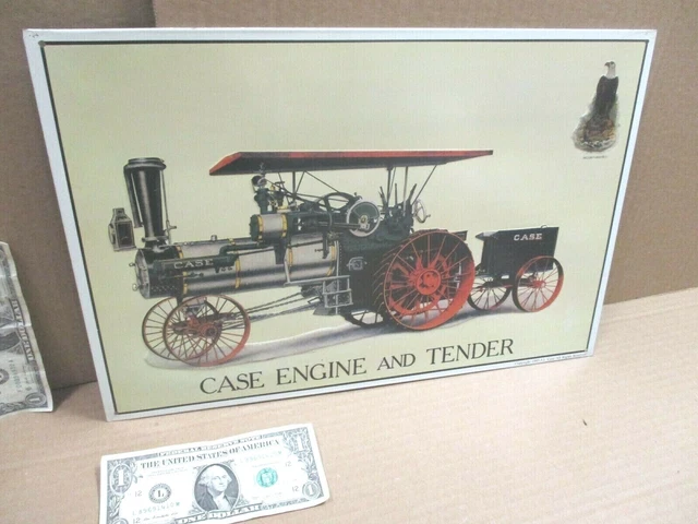 CASE STEAM ENGINE and TENDER --- with Eagle World Logo -- TIN SIGN -- Dated 1993